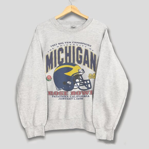 Vintage University Of Michigan Wolverines Big Ten Champs Rose Bowl Sweatshirt - Picture 1 of 2